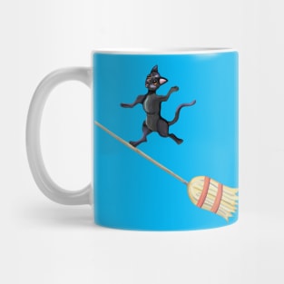 Broom Surfing Black Cat Mug